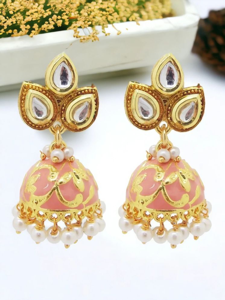     			BIYU Light Pink Jhumki Earrings ( Pack of 1 )