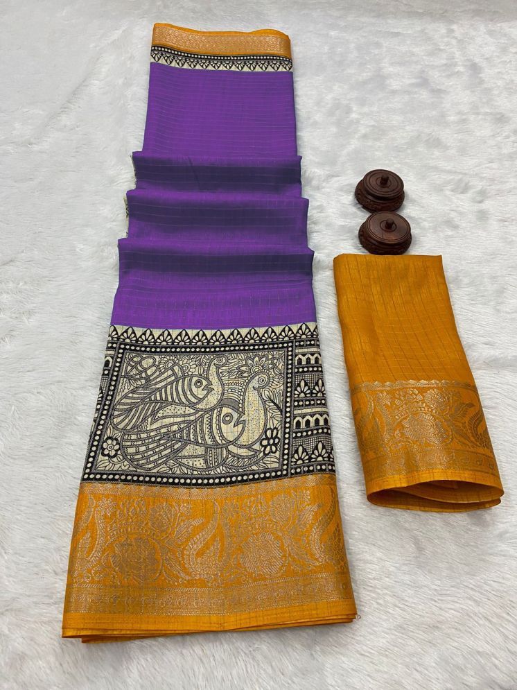     			Bhuwal Fashion Art Silk Woven Saree With Blouse Piece - Purple ( Pack of 1 )