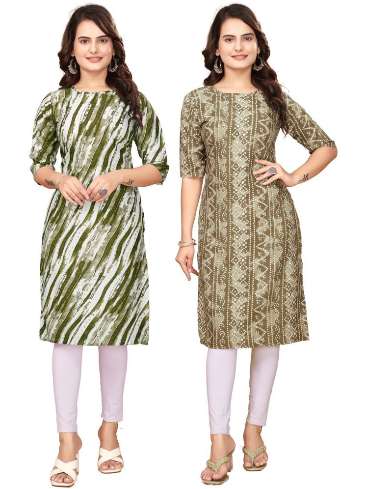     			DESIGNER DREAM Crepe Printed Straight Women's Kurti - Green,Multicolor ( Pack of 2 )