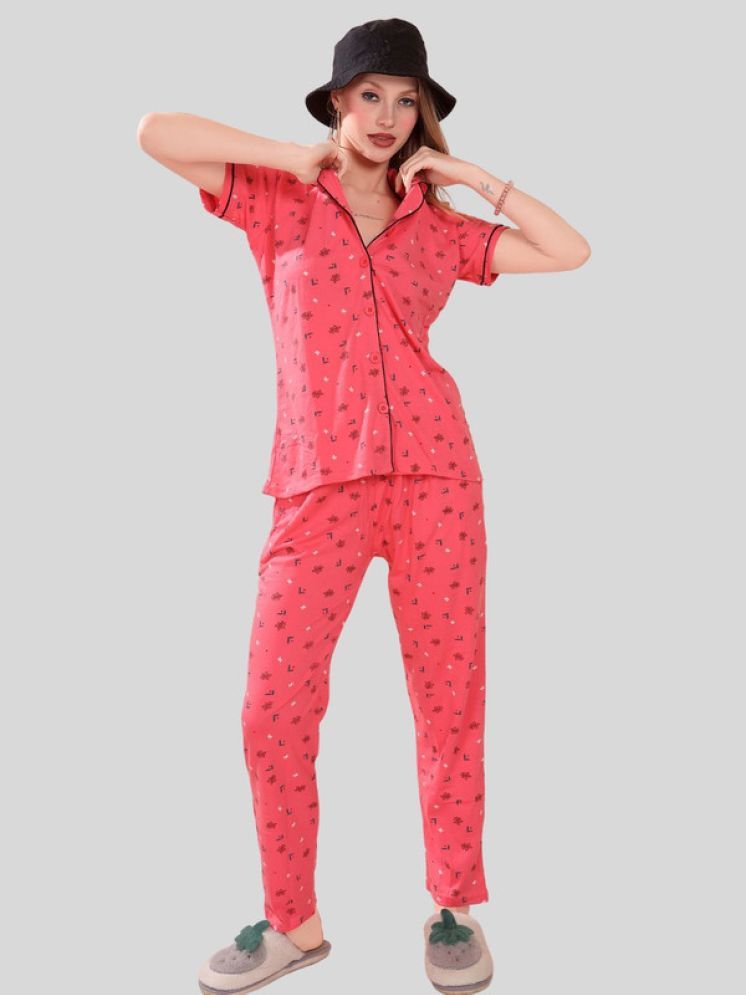     			FOMTI Pink Cotton Women's Nightwear Nightsuit Sets ( Pack of 1 )