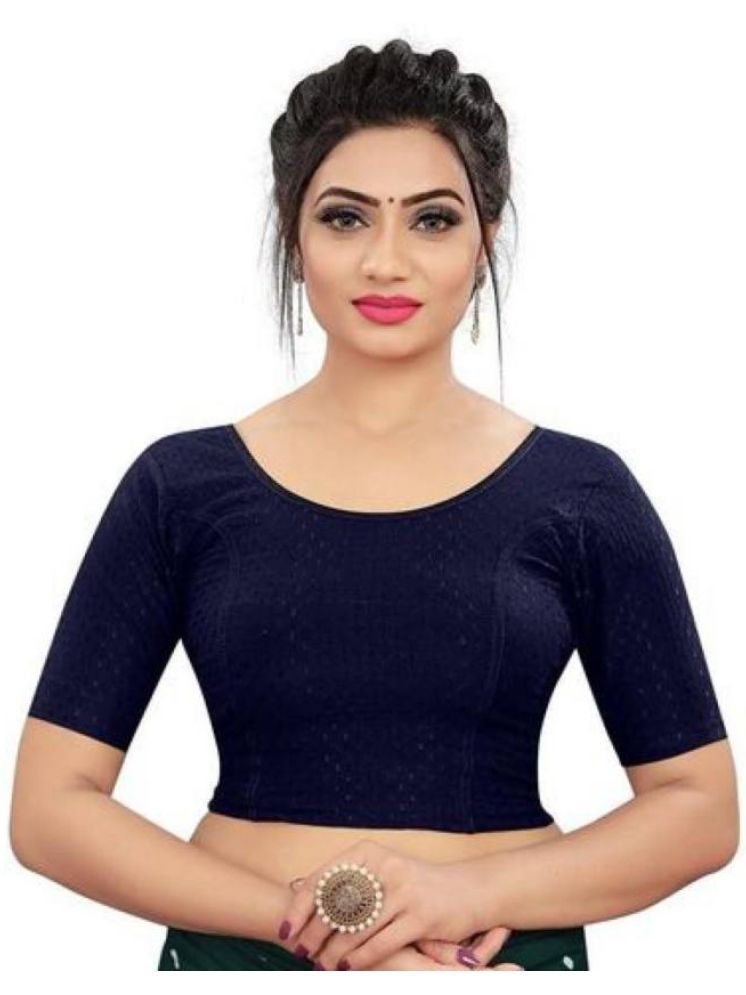     			INDIAN SILKS Navy Blue Readymade without Pad Lycra Women's Blouse ( Pack of 1 )