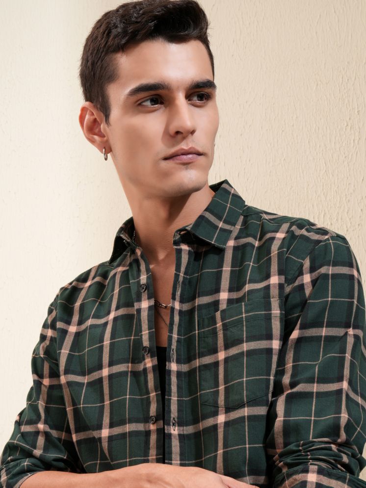     			Ketch 100% Cotton Oversized Fit Checks Full Sleeves Men's Casual Shirt - Green ( Pack of 1 )