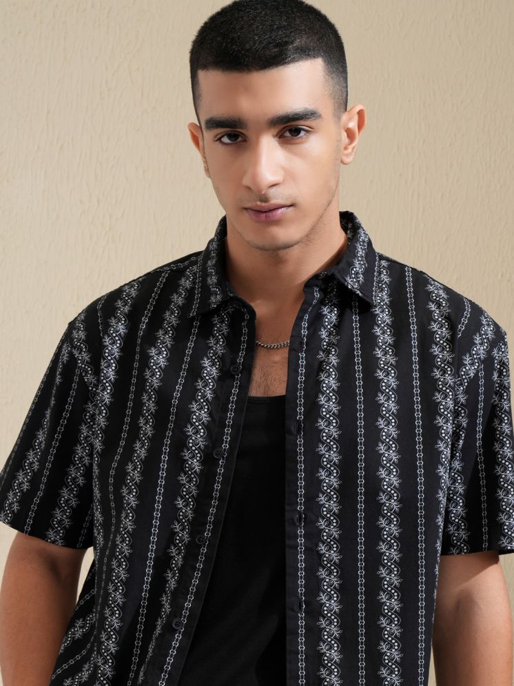     			Ketch 100% Cotton Oversized Fit Printed Half Sleeves Men's Casual Shirt - Black ( Pack of 1 )