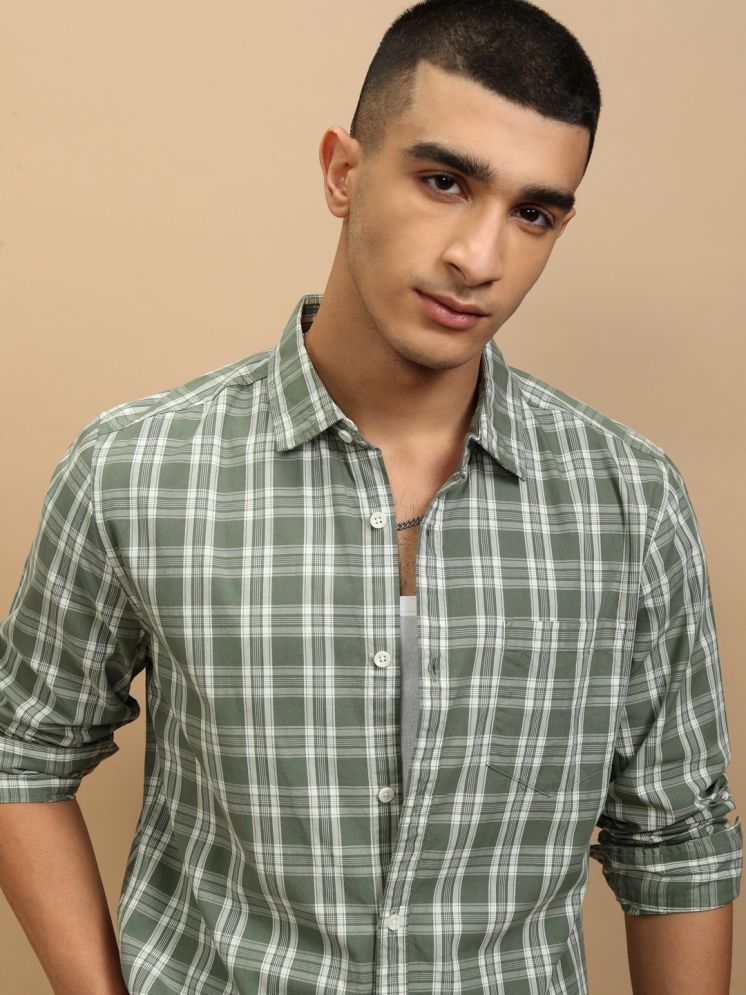     			Ketch 100% Cotton Regular Fit Checks Full Sleeves Men's Casual Shirt - Green ( Pack of 1 )