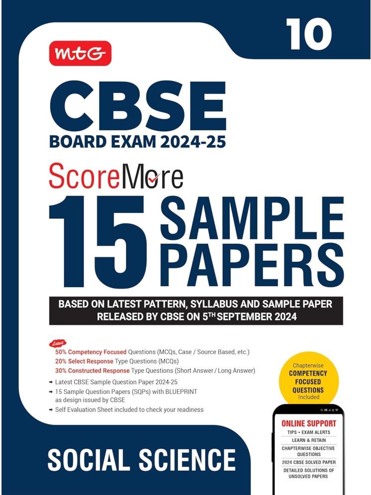     			MTG CBSE Class 10 ScoreMore 15 Sample Papers Social-Science Book For 2025 Board Exam | Detailed Solutions of Each Chapter | Based on Latest CBSE