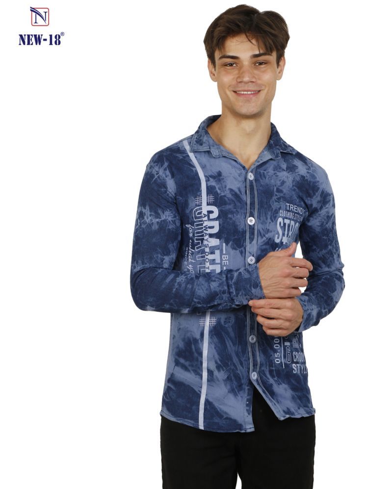     			NEW-18 100% Cotton Regular Fit Printed Full Sleeves Men's Casual Shirt - Blue ( Pack of 1 )