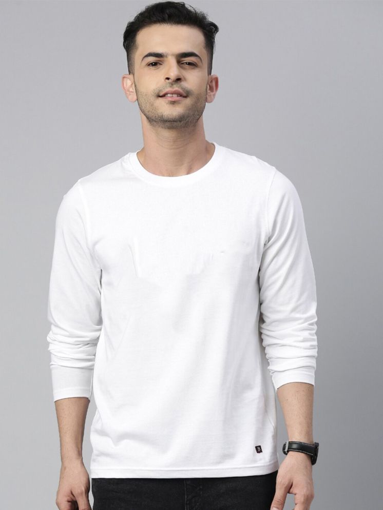     			PLUS PARADISE Cotton Blend Regular Fit Solid Full Sleeves Men's Round T-Shirt - White ( Pack of 1 )