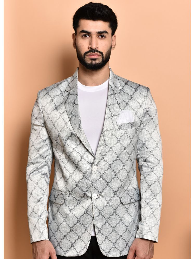     			PRINTCULTR Cotton Blend Men's Blazer - Silver ( Pack of 1 )