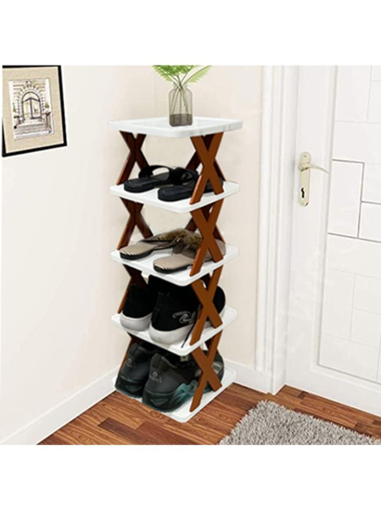     			RMRCHANTS Plastic 5 Tier Shoe Rack White