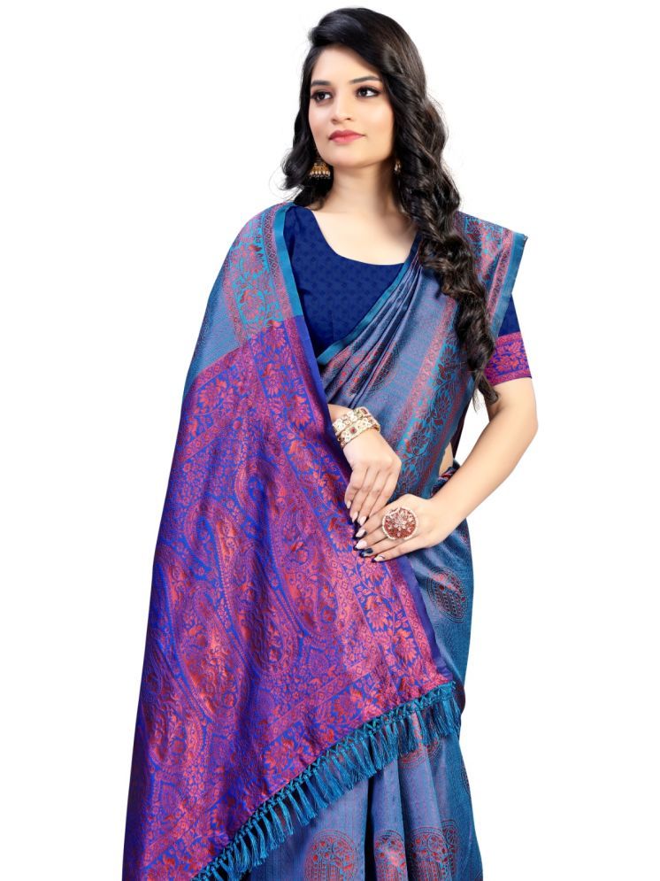     			THE PRIVATE LABLE Mysore Silk Embroidered Saree With Blouse Piece - Blue ( Pack of 1 )