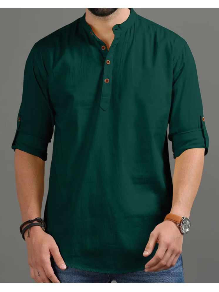     			Vida Loca Dark Green Cotton Blend Men's Shirt Style Kurta ( Pack of 1 )