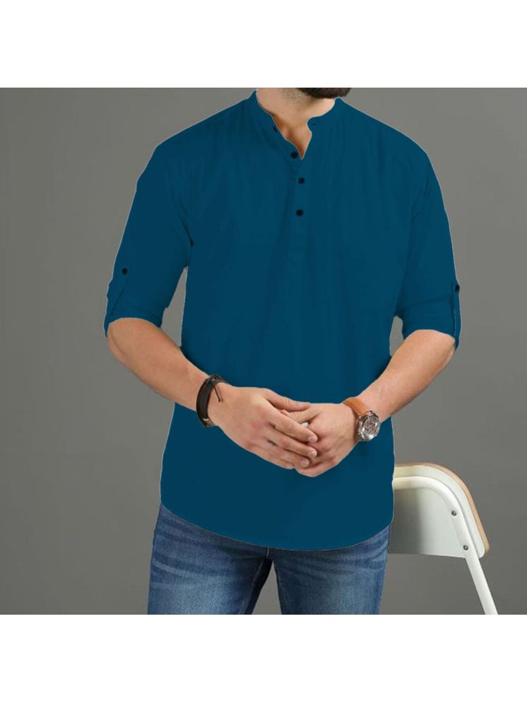     			Vida Loca Indigo Cotton Blend Men's Shirt Style Kurta ( Pack of 1 )