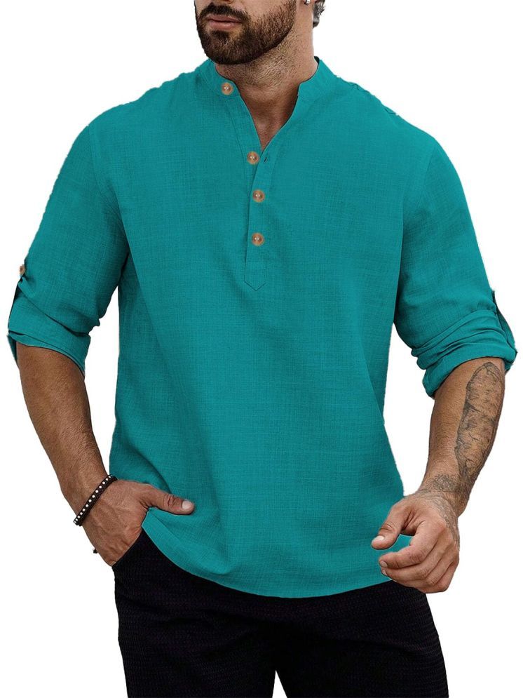     			Vida Loca Turquoise Cotton Blend Men's Shirt Style Kurta ( Pack of 1 )