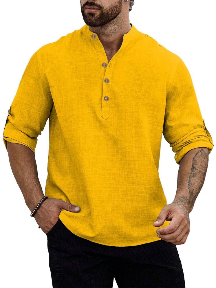     			Vida Loca Yellow Cotton Blend Men's Shirt Style Kurta ( Pack of 1 )