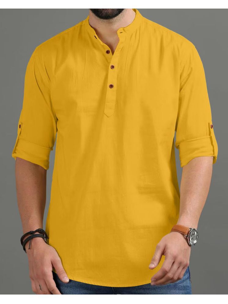     			Vida Loca Yellow Cotton Blend Men's Shirt Style Kurta ( Pack of 1 )