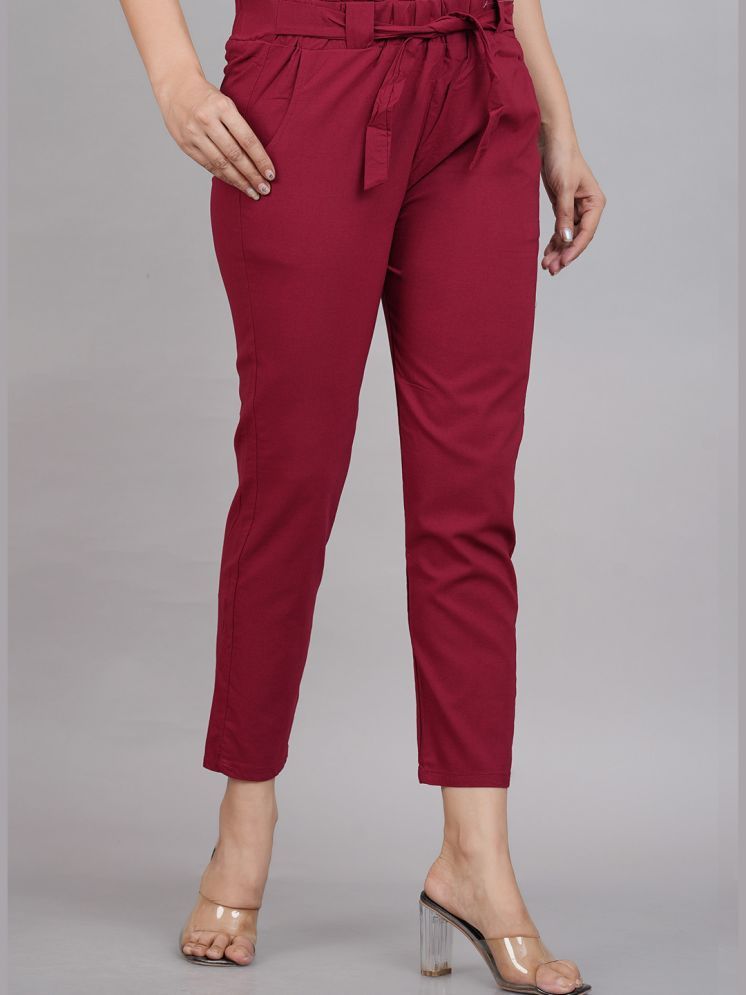     			Yash Gallery Maroon Lycra Regular Women's Formal Pants ( Pack of 1 )