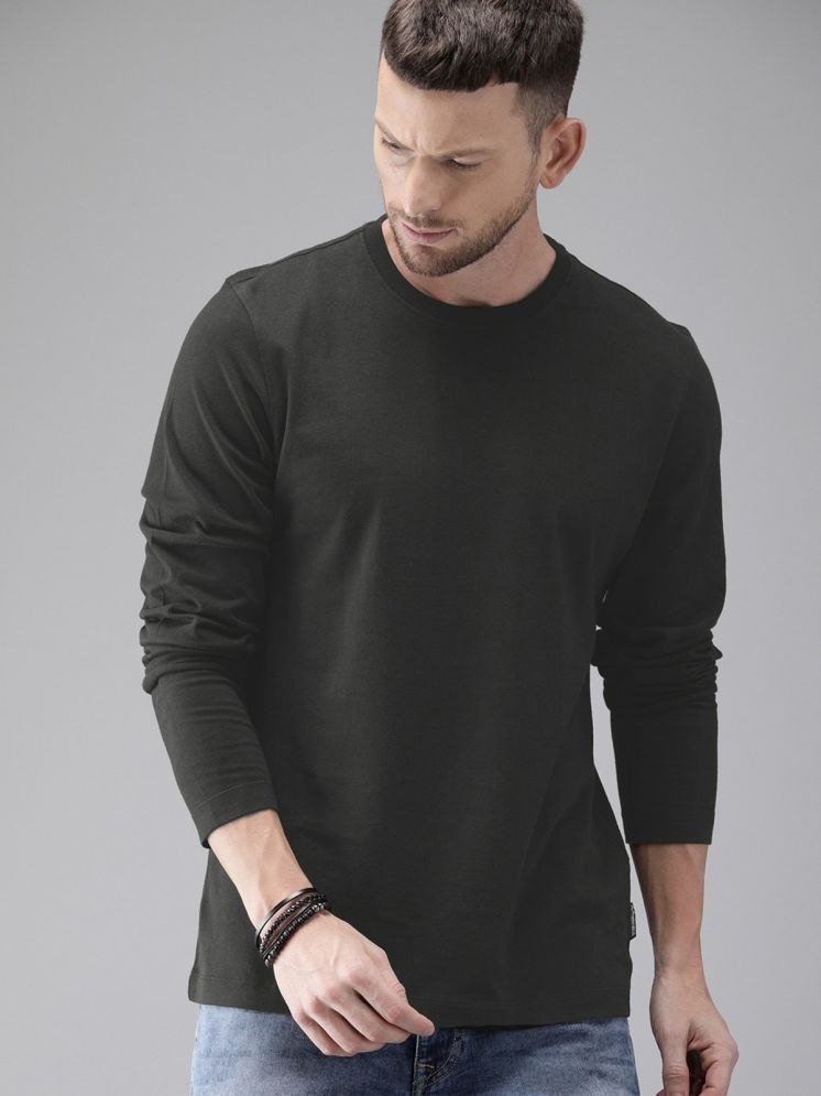     			curvy comfort Cotton Blend Regular Fit Solid Full Sleeves Men's Round T-Shirt - Black ( Pack of 1 )