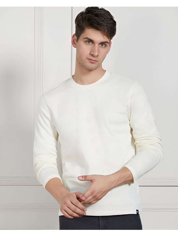     			plusperfaction Cotton Blend Regular Fit Solid Full Sleeves Men's Round T-Shirt - White ( Pack of 1 )