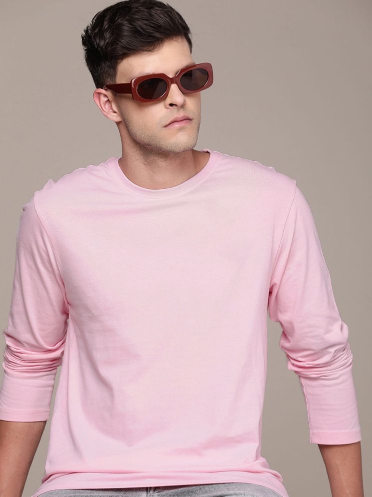     			AKTIF Cotton Blend Regular Fit Solid Full Sleeves Men's Round T-Shirt - Melange Pink ( Pack of 1 )