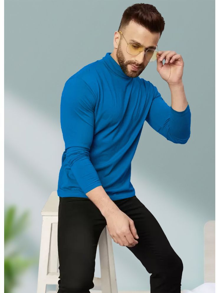     			AUSK Cotton Blend Regular Fit Solid Full Sleeves Men's High Neck T-Shirt - Teal Blue ( Pack of 1 )