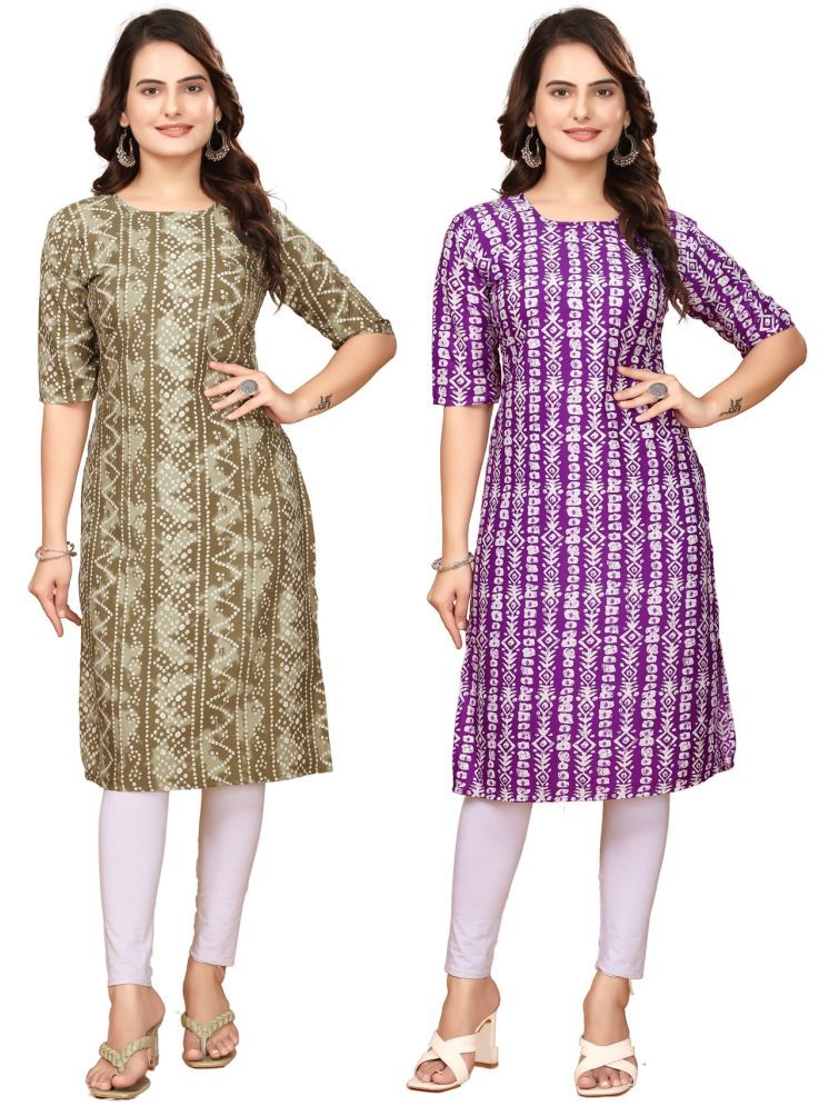     			DESIGNER DREAM Crepe Printed Straight Women's Kurti - Multicolor,Maroon ( Pack of 2 )