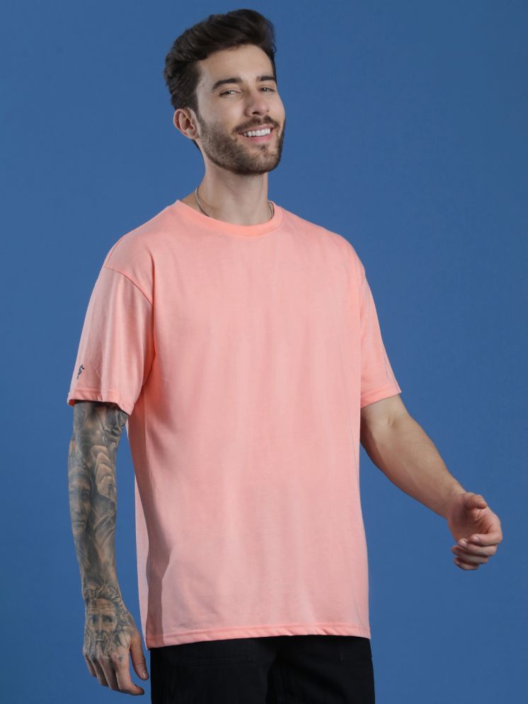     			EPPE Cotton Blend Oversized Fit Solid Half Sleeves Men's Round T-Shirt - Pink ( Pack of 1 )