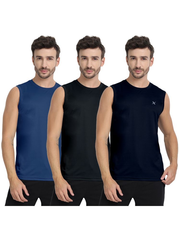     			FTX Pack of 3 Polyester Men's Vest ( Navy )