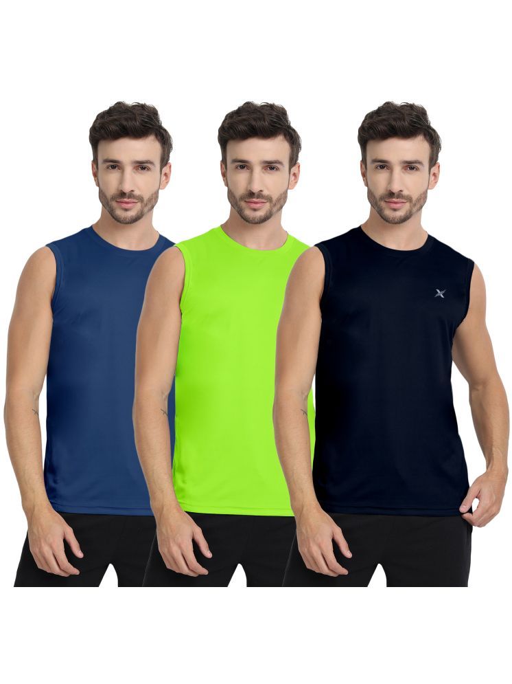     			FTX Pack of 3 Polyester Undershirt For Men ( Blue )