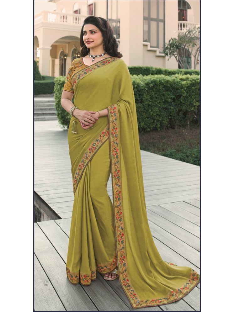     			Gazal Fashions Georgette Printed Saree With Blouse Piece - Light Green ( Pack of 1 )