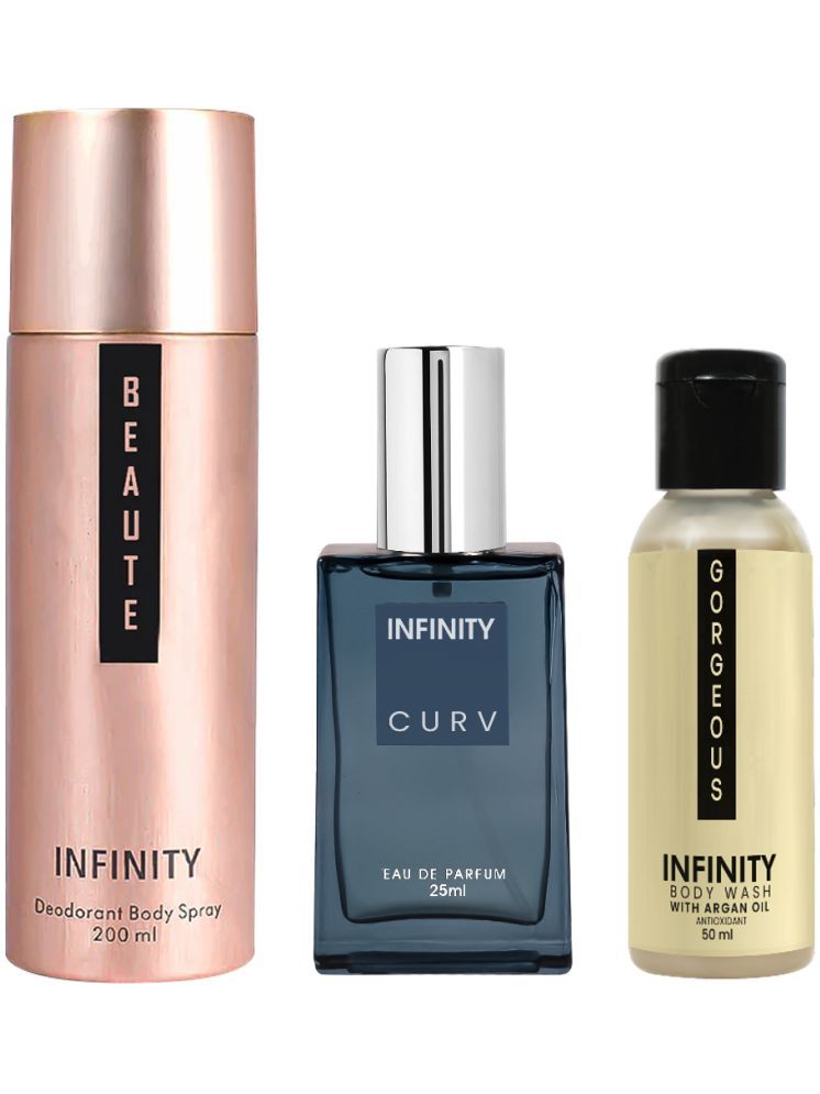     			Infinity Beaute 200ml Deodorant, Curv 25ml EDP Perfume, Gorgeous 50ml Body Wash Pack of 3