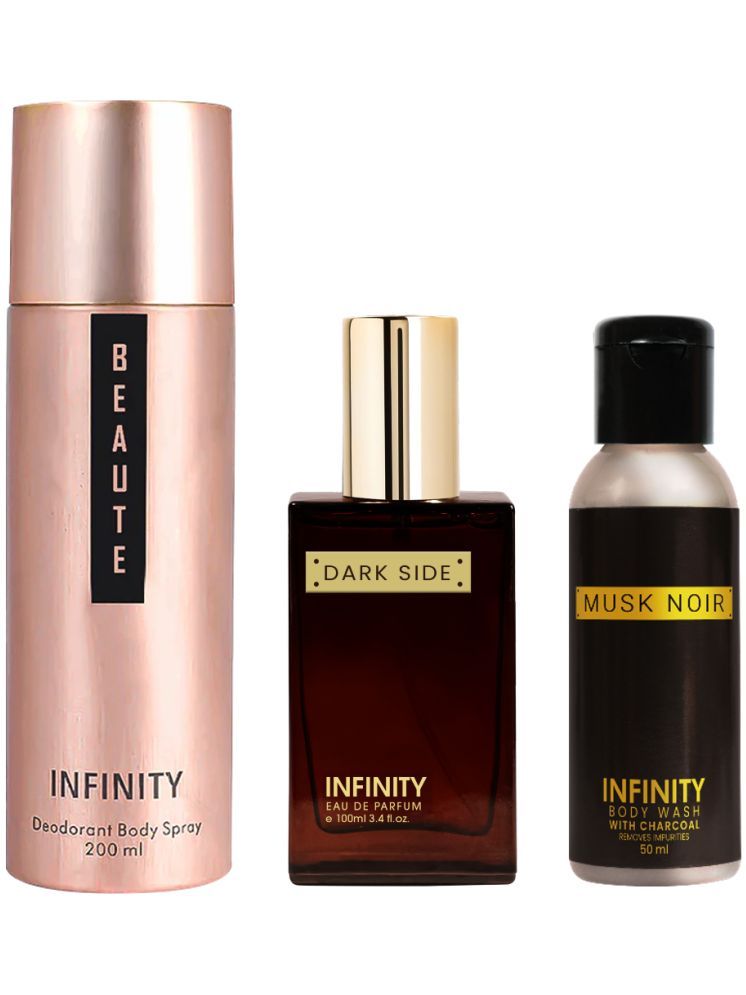     			Infinity Beaute 200ml Deodorant, Dark Side 25ml EDP Perfume, Musk Noir 50ml Body Wash Pack of 3