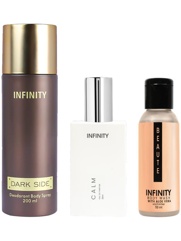     			Infinity Dark Side 200ml Deodorant, Calm 25ml EDP Perfume, Beaute 50ml Body Wash Pack of 3