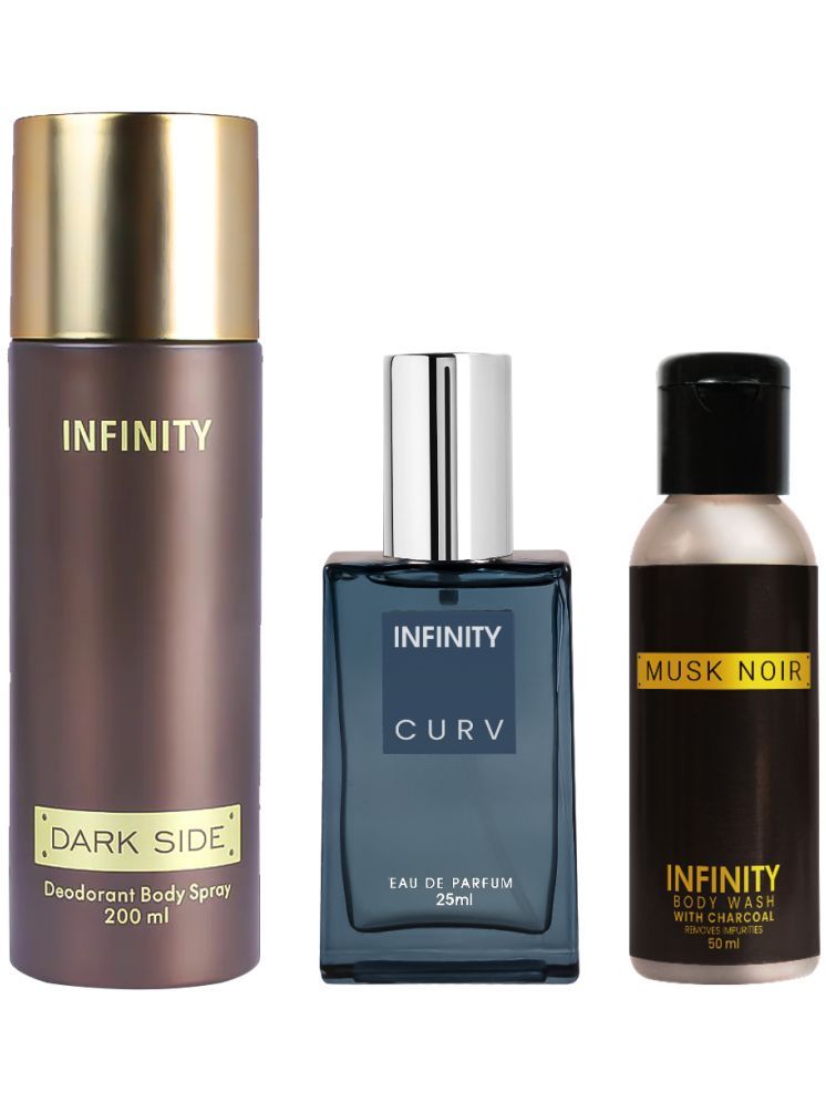     			Infinity Dark Side 200ml Deodorant, Curv 25ml EDP Perfume, Musk Noir 50ml Body Wash Pack of 3