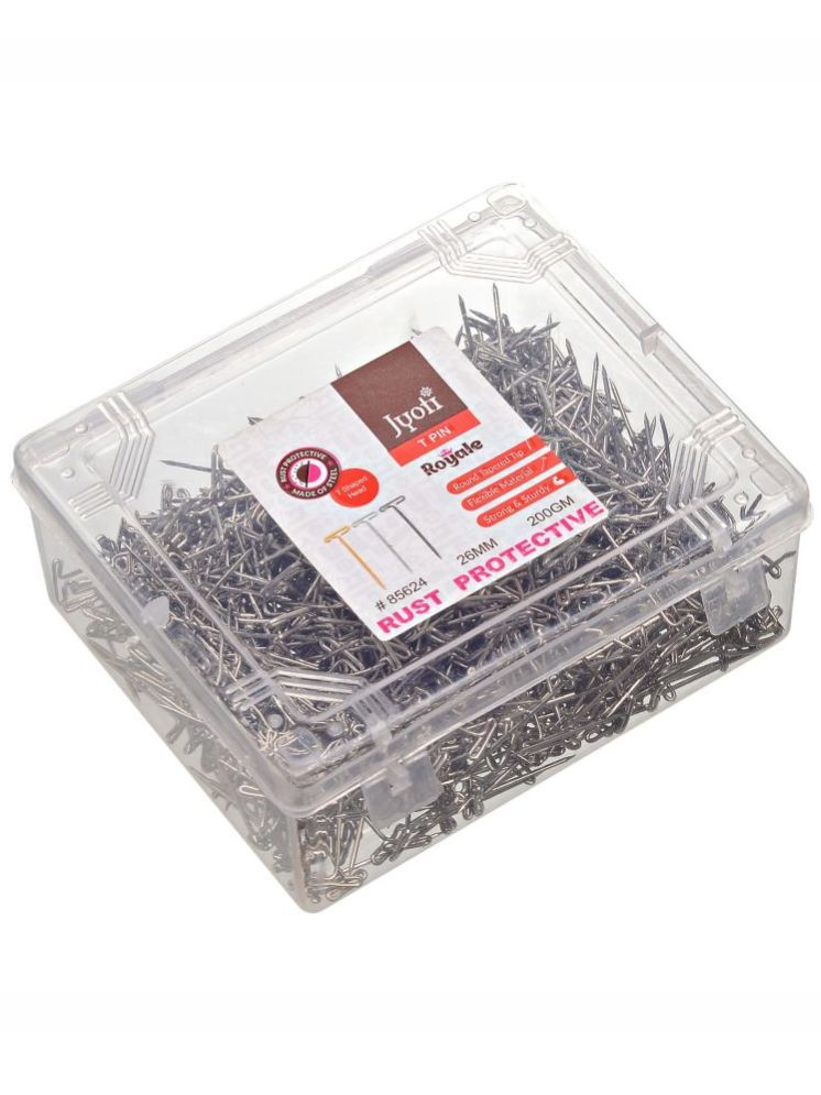     			Jyoti T Pin - Royale (200 Grams of Size 0.85 x 26mm of Steel in Electroplated Finish in a Plastic Box) Ideal for Garment Cloth Packing, Wig Making, Paper, Office, Stationery, Home, Shop - Pack of 1 Box