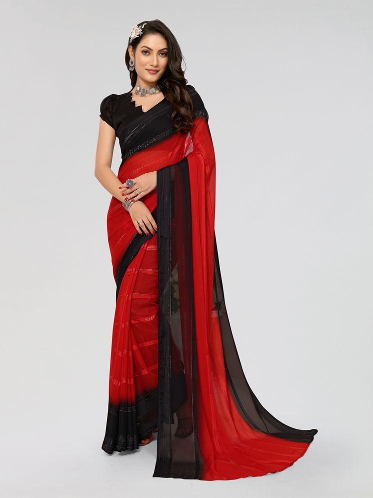     			Kashvi Sarees Satin Striped Saree With Blouse Piece - Multicolor ( Pack of 1 )