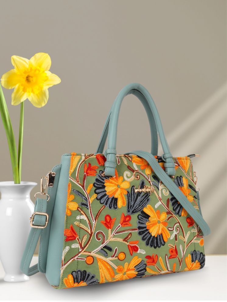     			LIKE STYLE Sea Green PU Handheld Bag