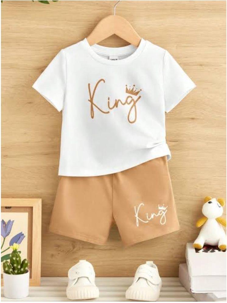     			MUSNAH GARMENTS Pack of 1 Baby Boys Cotton T-Shirt & Shorts ( White )