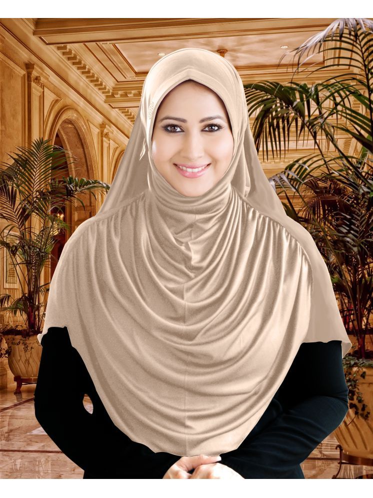     			Mehar Beige Polycotton Stitched Hijab - Single