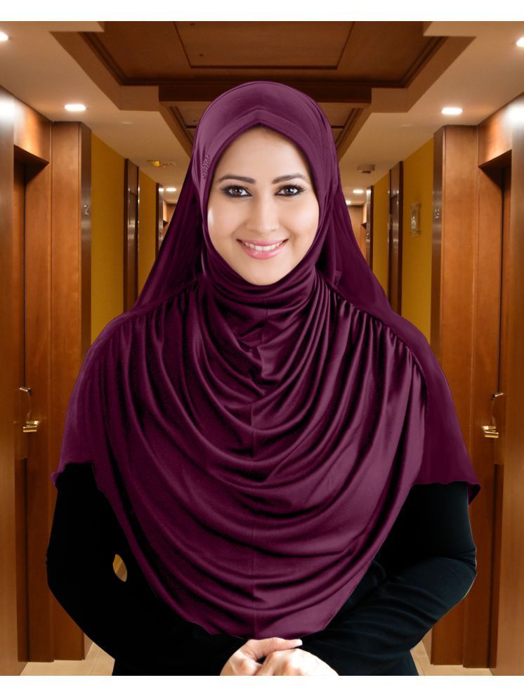     			Mehar Purple Polycotton Stitched Hijab - Single