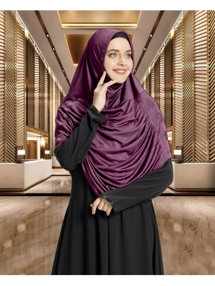     			Mehar Purple Polycotton Stitched Hijab - Single