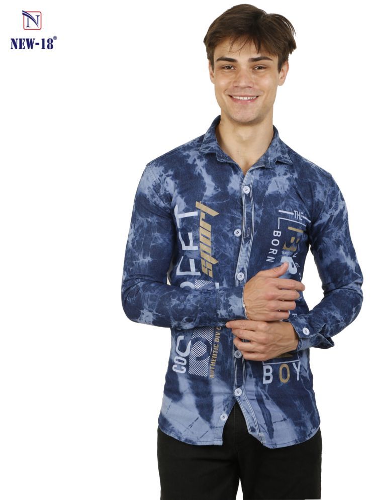     			NEW-18 Denim Regular Fit Printed Full Sleeves Men's Casual Shirt - Navy ( Pack of 1 )