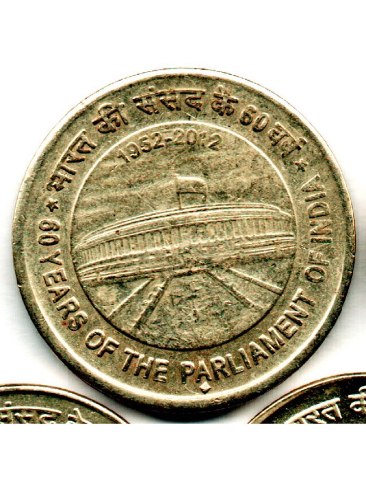     			RAJACOINS- 5 /  FIVE  RS / RUPEE /RUPEES  VERY RARE BRASS   U.N.C. 60 YEARS OF THE PARLIAMENT OF INDIA (1 PCS)  COMMEMORATIVE COLLECTIBLE- U.N.C.