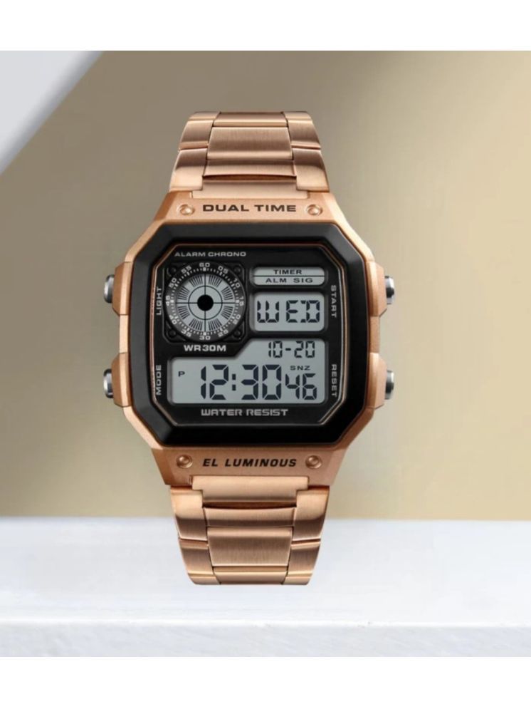     			SHMOFY LUXRY Rose Gold Stainless Steel Digital Men's Watch