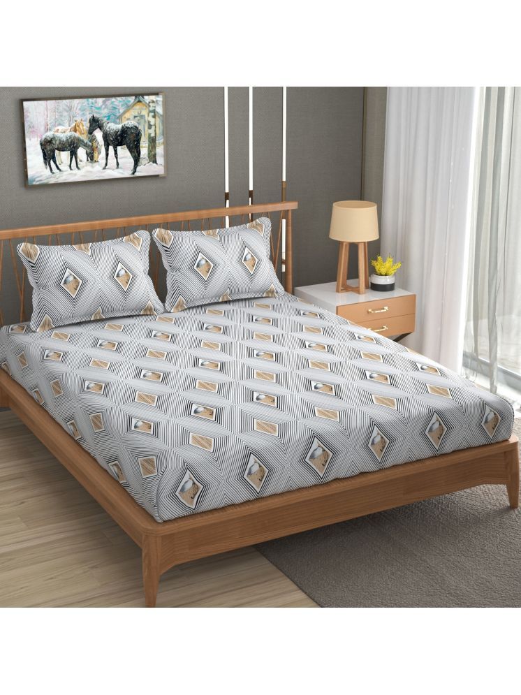     			UrbanArts Microfiber Geometric 1 Double with 2 Pillow Covers - Grey