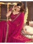 Nandini Creation Chiffon Embroidered Saree With Blouse Piece - Pink ( Pack of 1 )