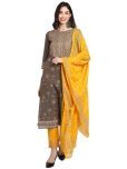 Rajnandini Cotton Embroidered Kurti With Pants Women's Stitched Salwar Suit - Grey ( Pack of 1 )