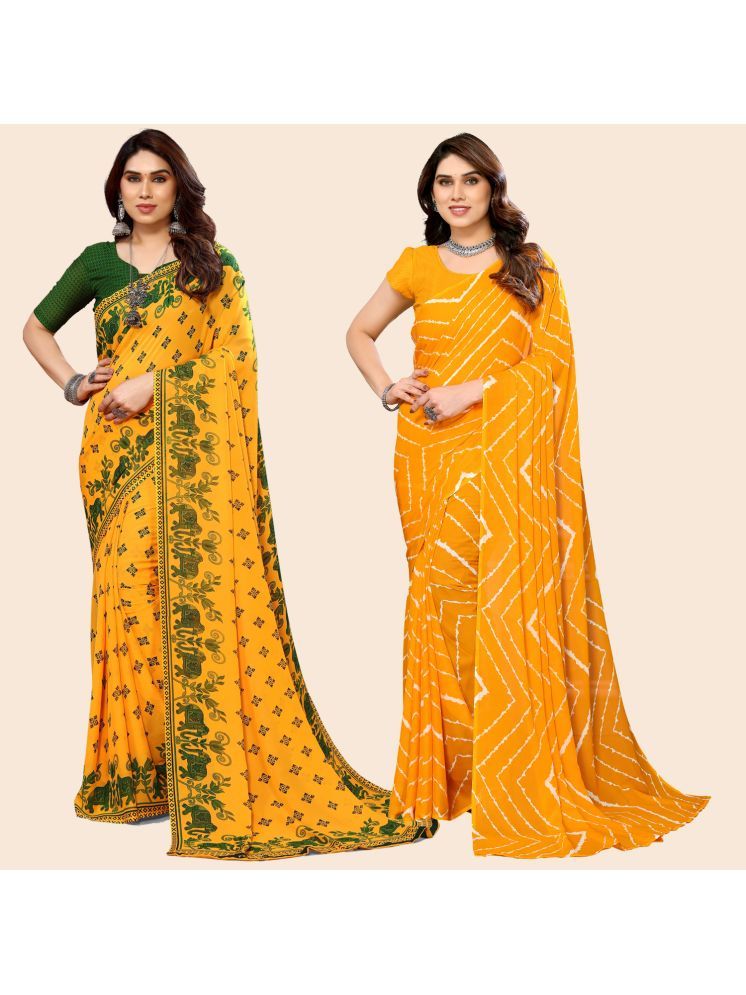     			ANAND SAREES Georgette Printed Saree With Blouse Piece - Multicolour ( Pack of 2 )