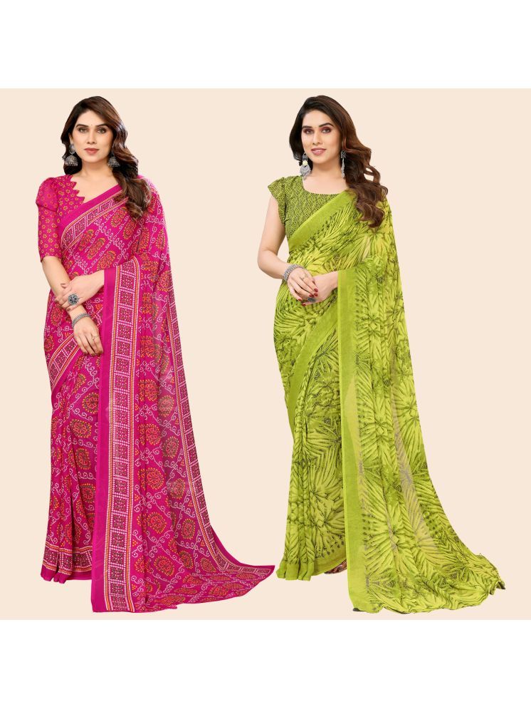     			ANAND SAREES Georgette Printed Saree With Blouse Piece - Multicolour ( Pack of 2 )