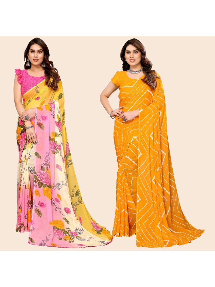     			ANAND SAREES Georgette Printed Saree With Blouse Piece - Multicolour ( Pack of 2 )