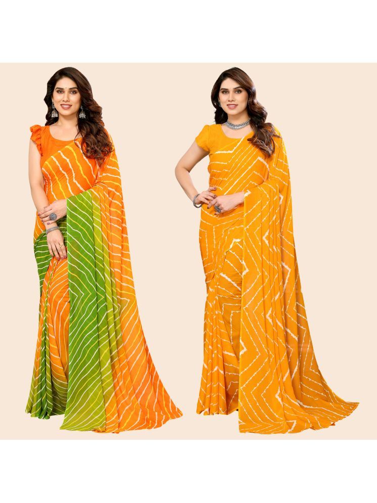     			ANAND SAREES Georgette Striped Saree With Blouse Piece - Multicolour ( Pack of 2 )